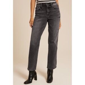 Flying Monkey Womens Distressed Straight Leg Jeans‎ Faded Black Size 29